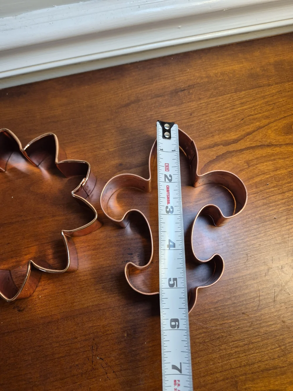 Two Large Copper Cookie Cutters - Flower & Fleur-de-Lis Set